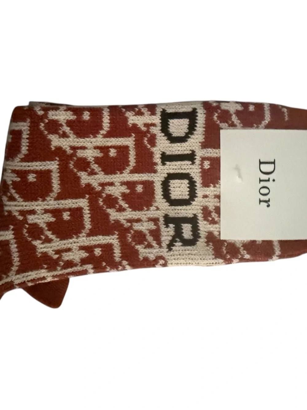 2 Pair Dior Outlet Knit Socks - Black/Cream and Burgundy/Cream